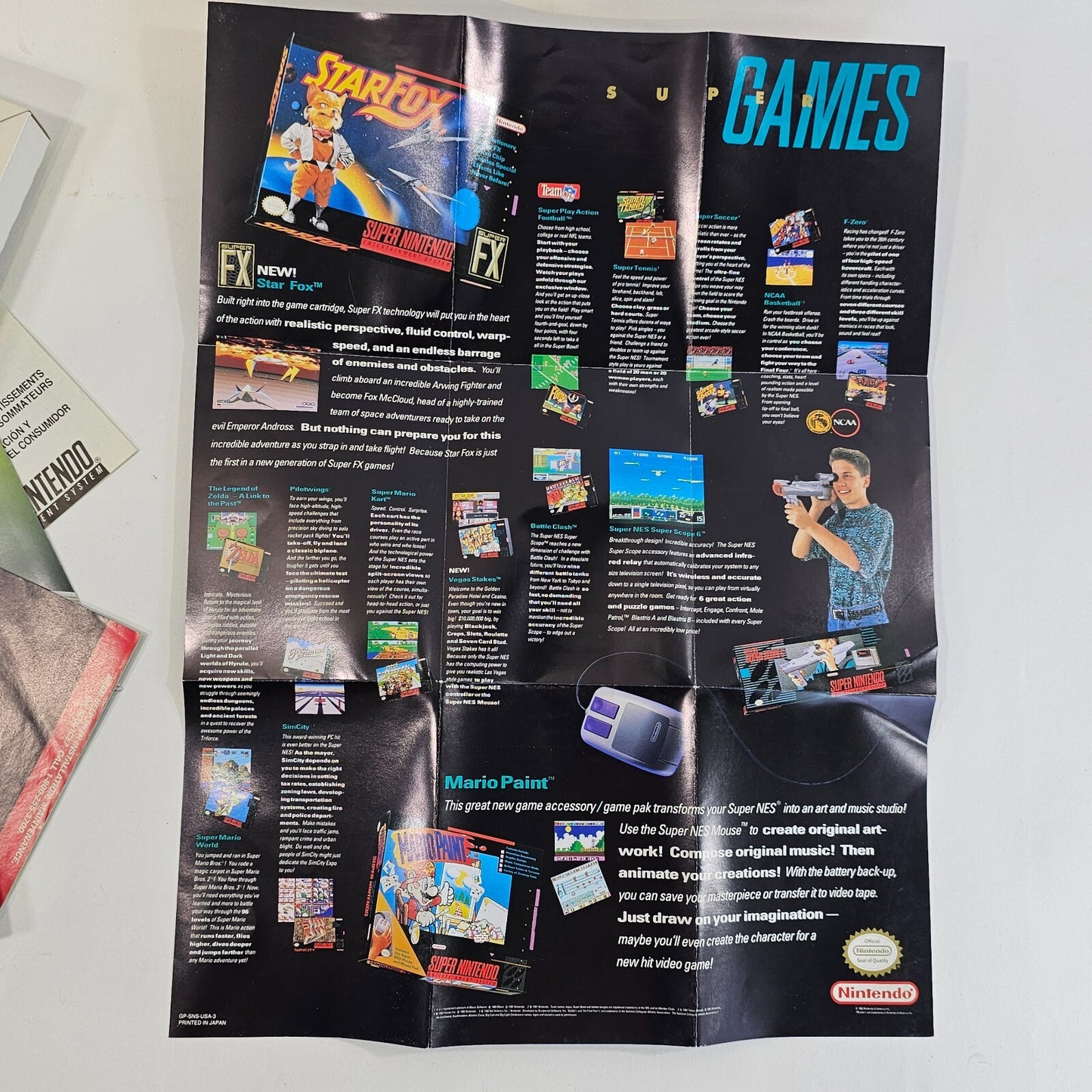 Tetris 2 (Super Nintendo, 1994) Game Box Manual Inserts Poster - Tested