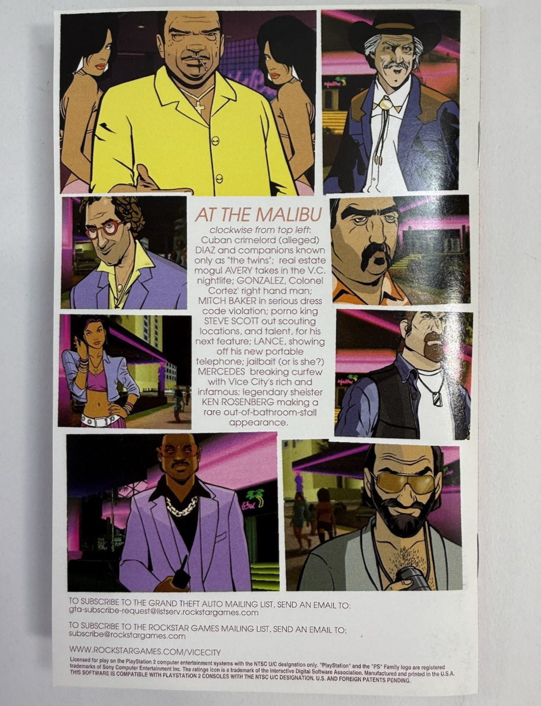 Grand Theft Auto: Vice City (PlayStation 2, 2002) Game Case Manual Poster - Read