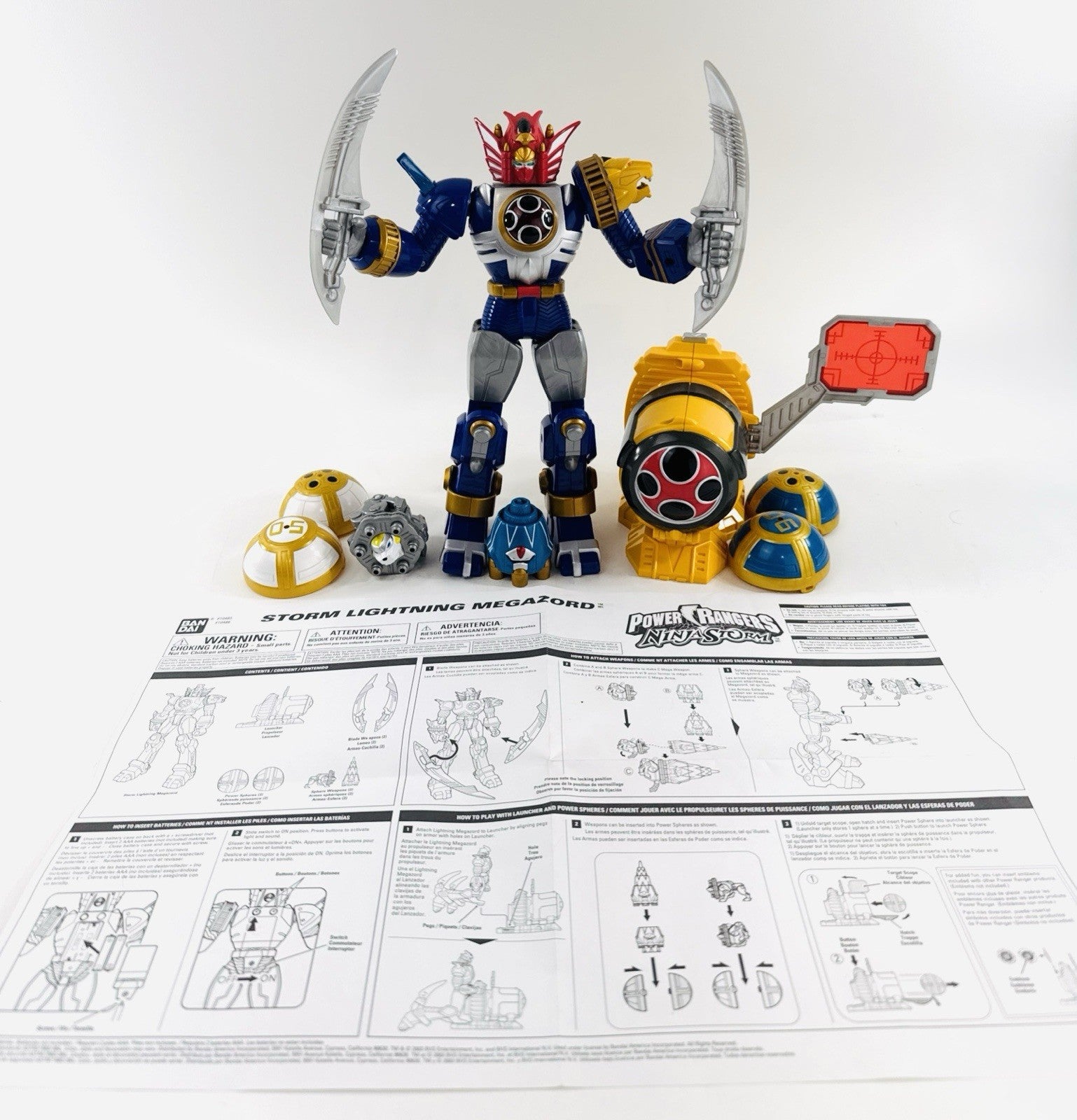 Bandai 2003 Power Rangers Ninja Storm 10" Lightning Megazord with Accessories