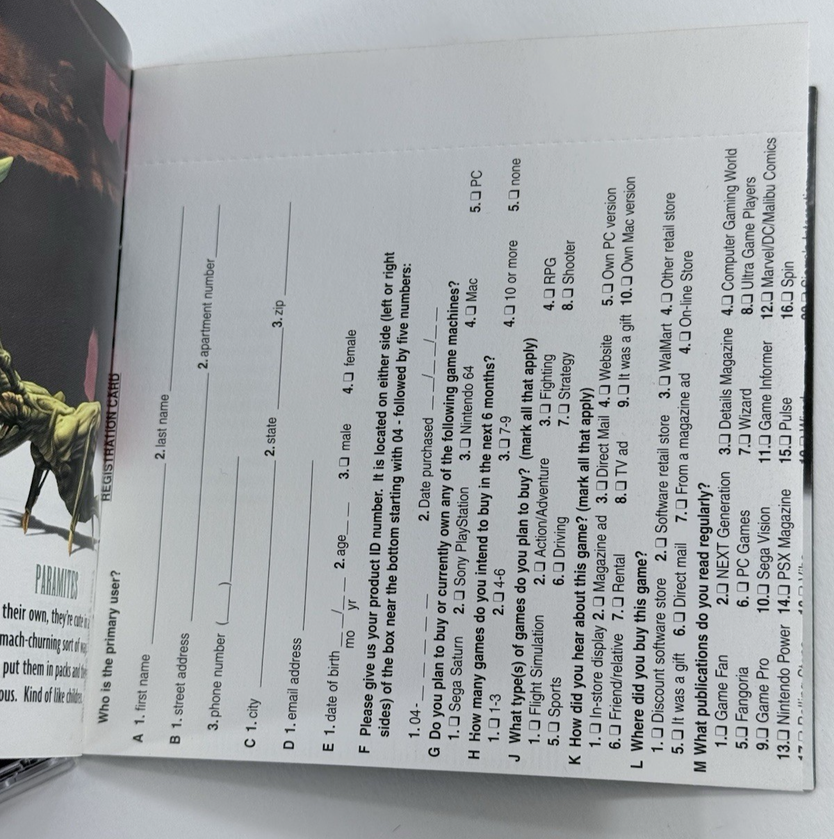 Oddworld: Abe's Oddysee (PlayStation, 1997) Game Case Manual Reg. Card - Tested