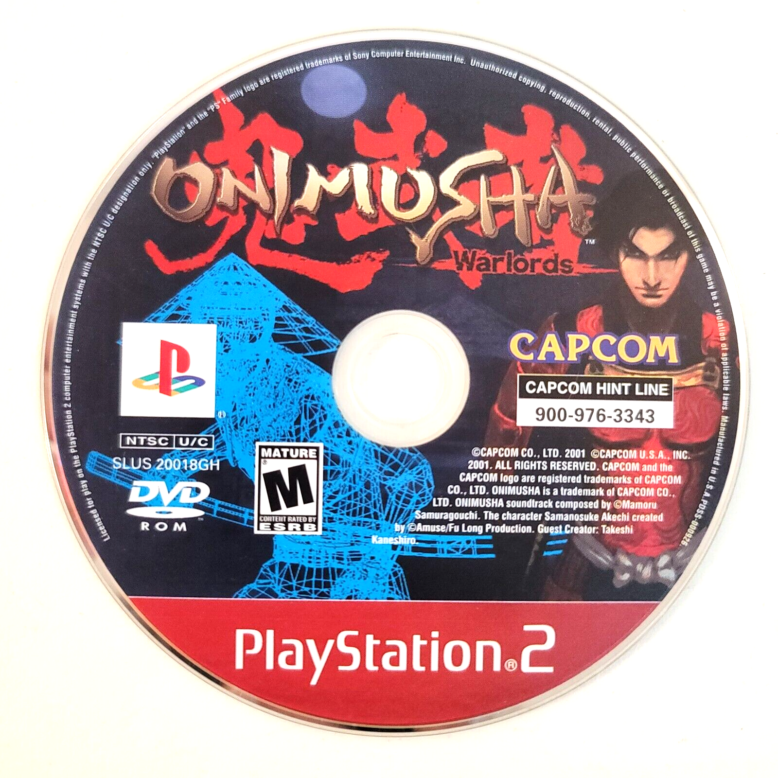Onimusha Warlords (Sony PlayStation 2, 2001) Replacement Game Disc - Tested