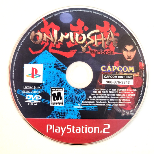 Onimusha Warlords (Sony PlayStation 2, 2001) Replacement Game Disc - Tested