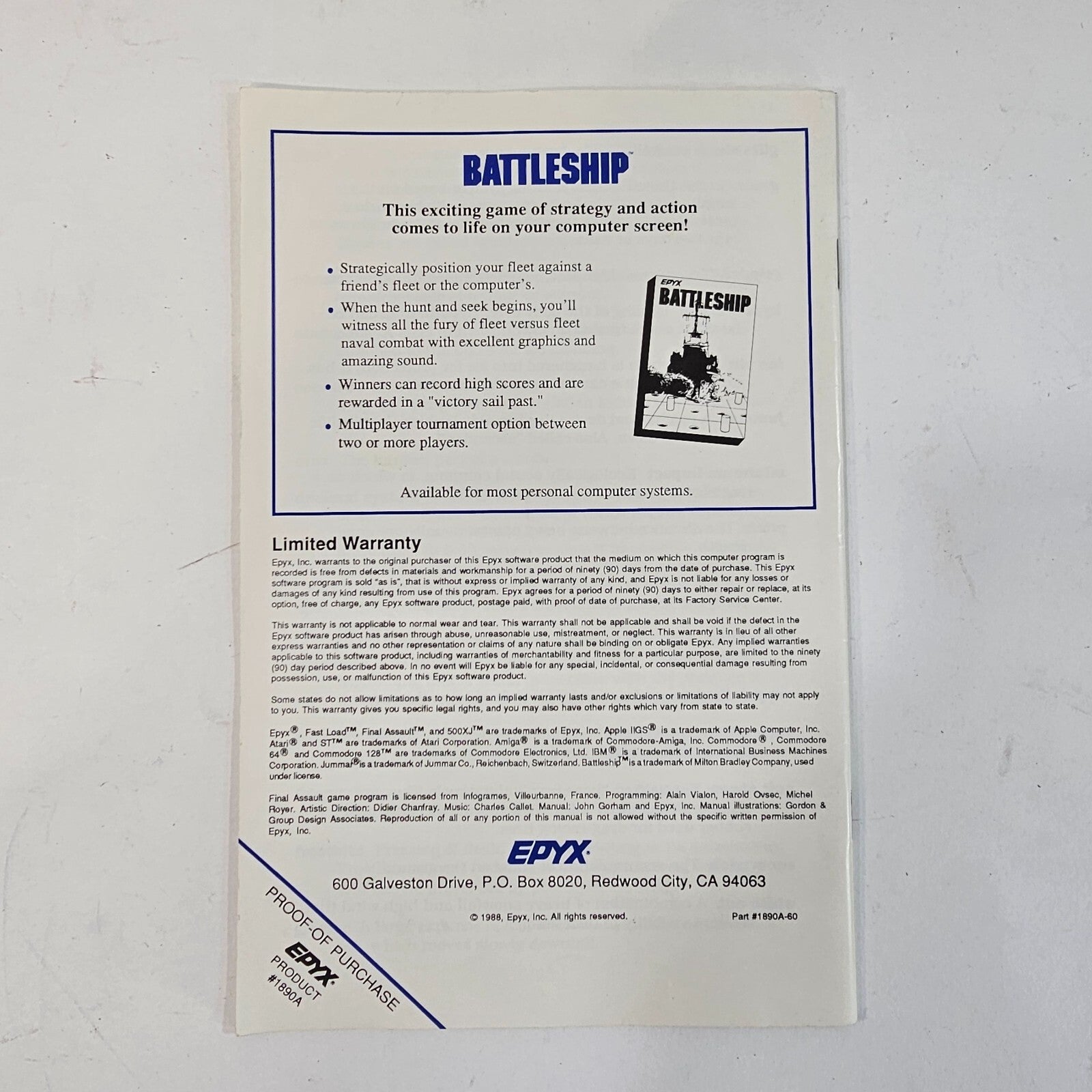 Final Assault (Commodore 64/128, 1988) Authentic Game and Manual