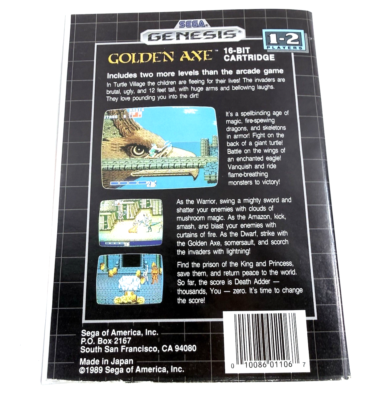 Golden Axe (Sega Genesis, 1989) Original Case And Manual - No Game
