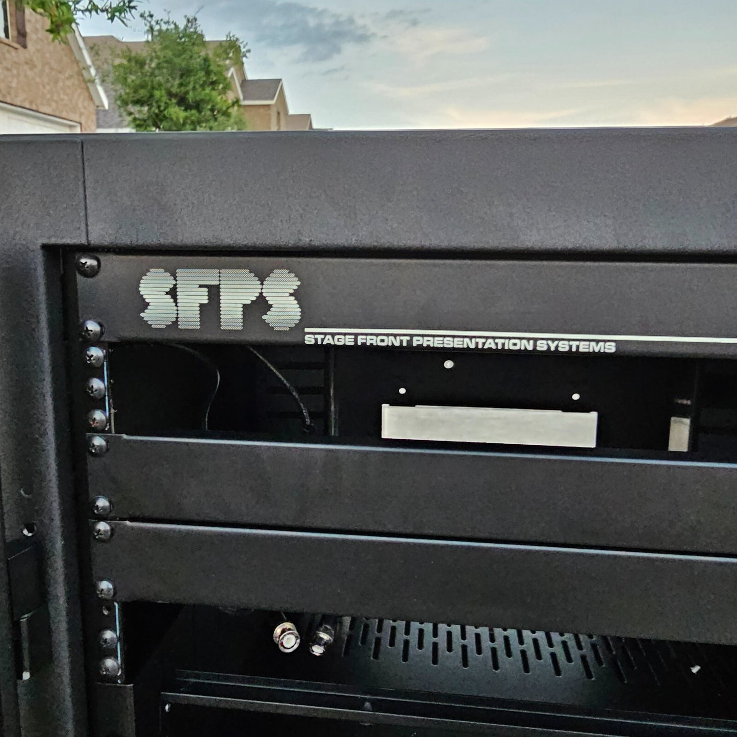 Stage Front Presentation Systems Custom Mounted Audio/Video Cabinet - Read