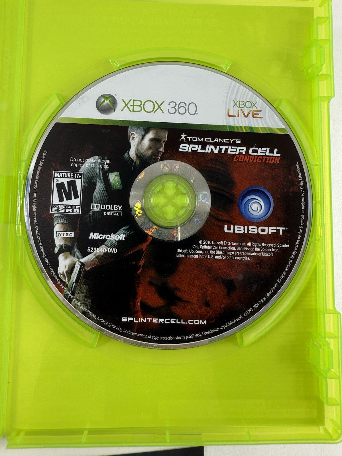 Tom Clancy's Splinter Cell: Conviction (Xbox 360, 2010) Game Case Manual Insert