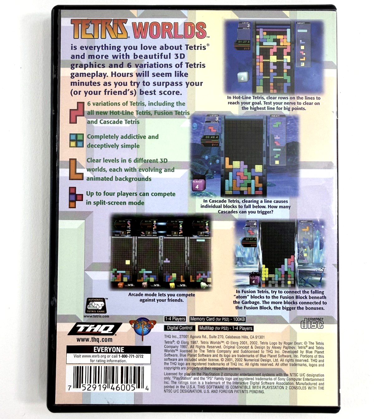 Tetris Worlds (Sony PlayStation 2, 2002) Game, Case, Manual - Tested and Working