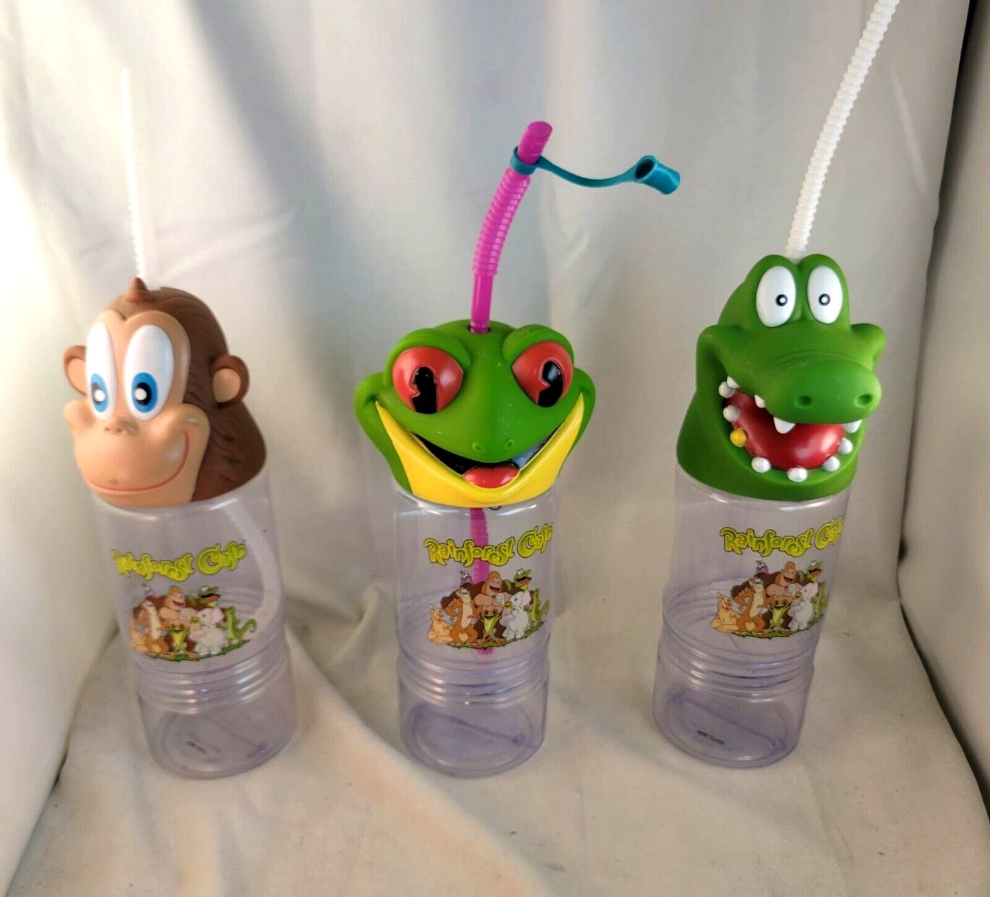 3D Frog Gorilla Alligator Rainforest Café Souvenir Travel Water Bottle W/Handle