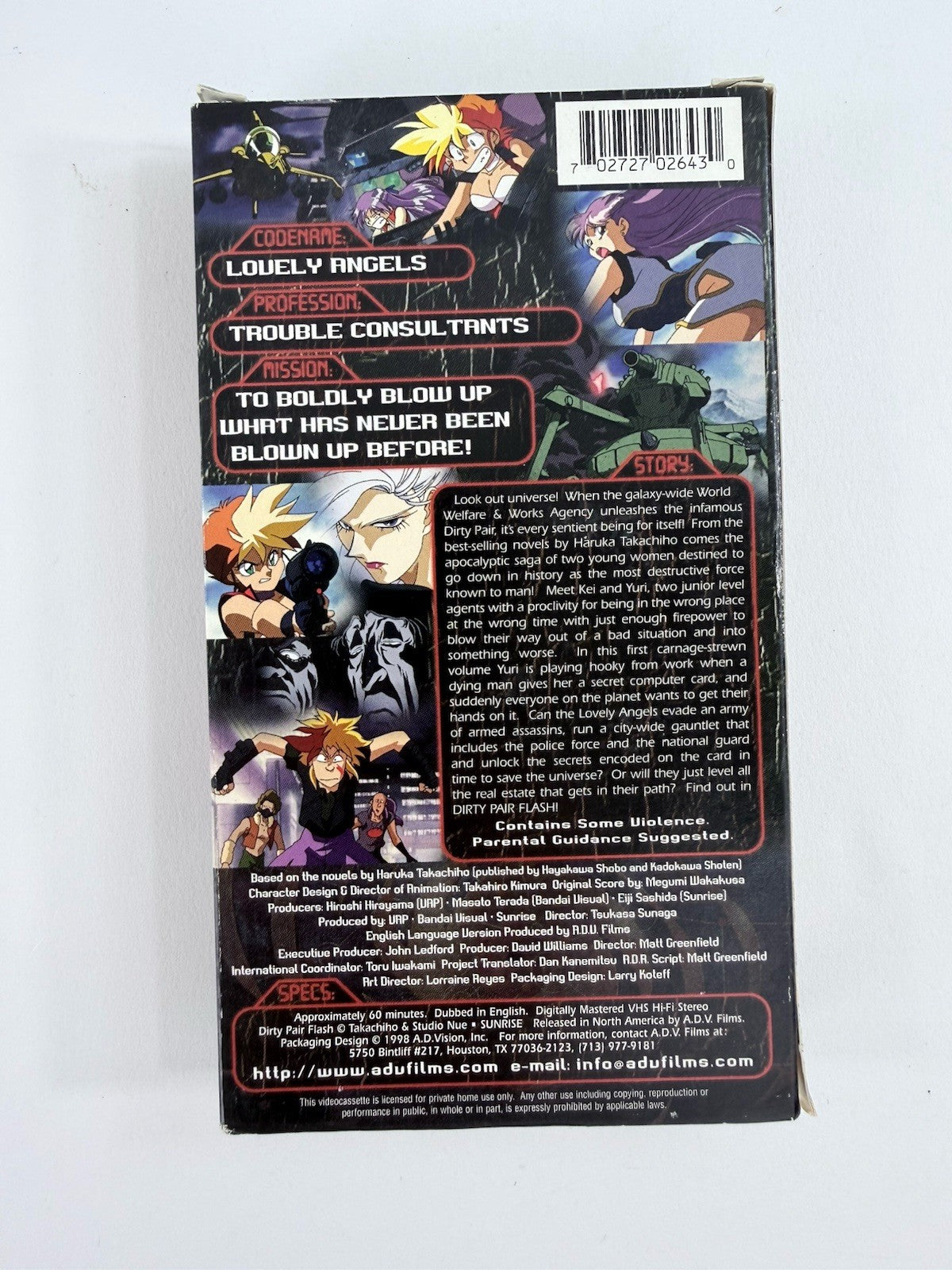 Dirty Pair Flash: Act 1 (VHS, 1998) English Dubbed - Tested and Working