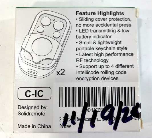 Solidremote Replacement Remote RF Transmitter C-IC Garage Door Opener Set Of 2