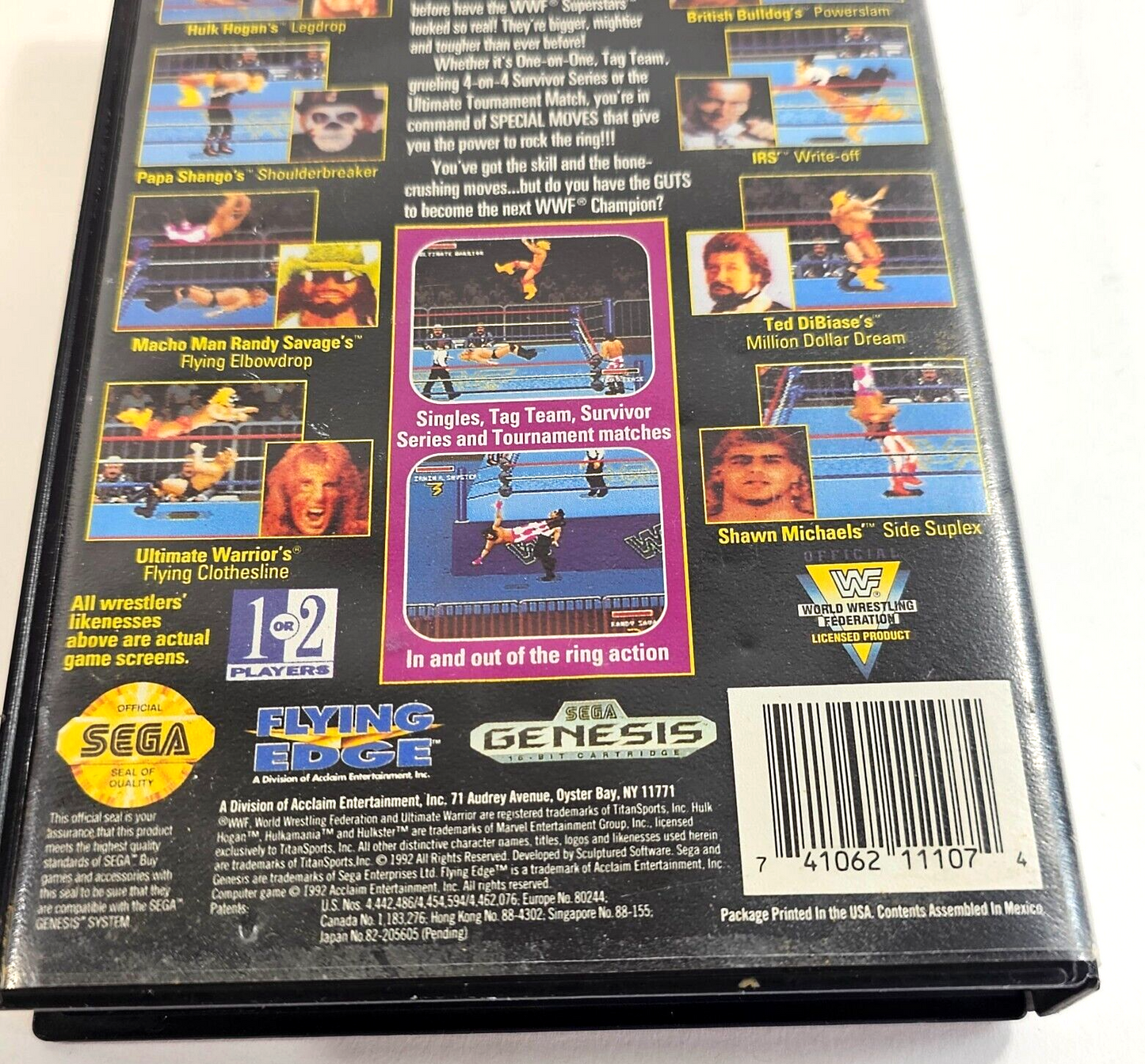 WWF Super WrestleMania (Sega Genesis, 1992) Game and Case - Tested and Working