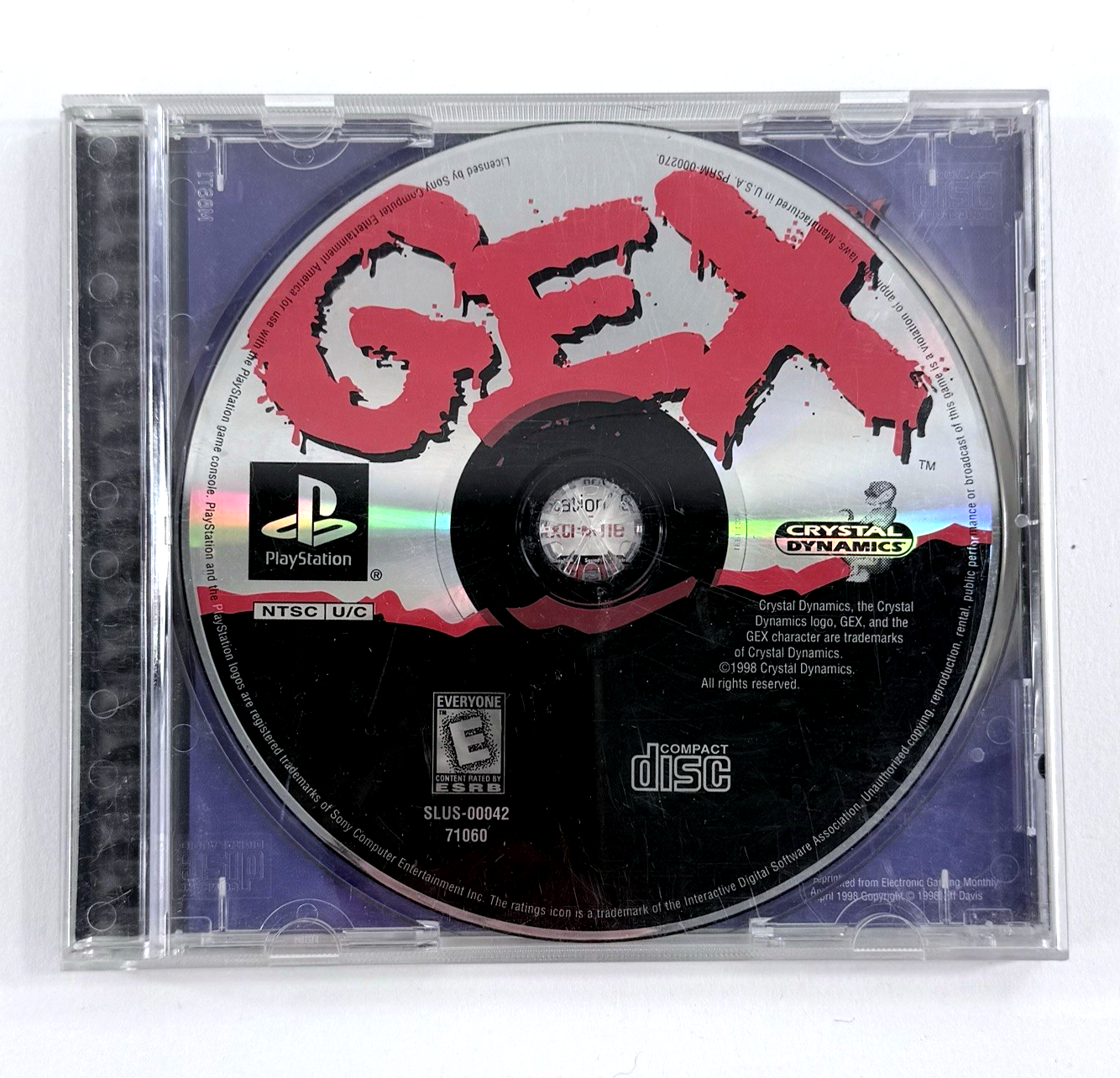 Gex (PlayStation 1, 1996) Game, Case, and Back Cover Art - No Manual - Tested