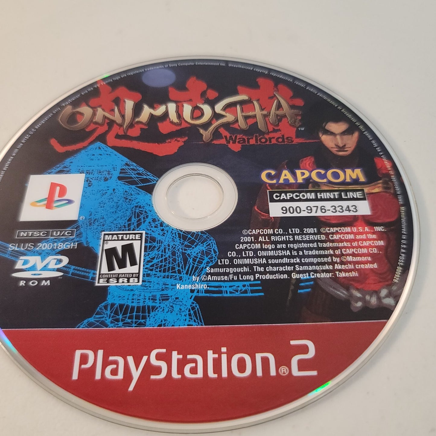 Onimusha Warlords (Sony PlayStation 2, 2001) Replacement Game Disc - Tested
