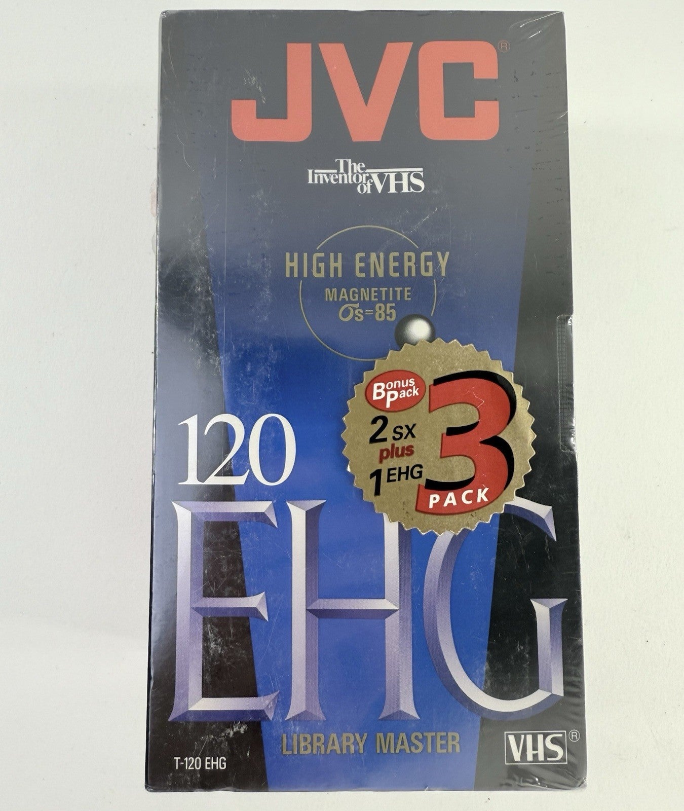 JVC T-120 SX/EHG VHS 3-Pack Blank Cassette Tapes - New, Factory Sealed