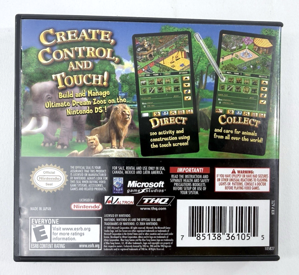 Zoo Tycoon DS (Nintendo DS, 2005) Game Case Manual - Tested and Working