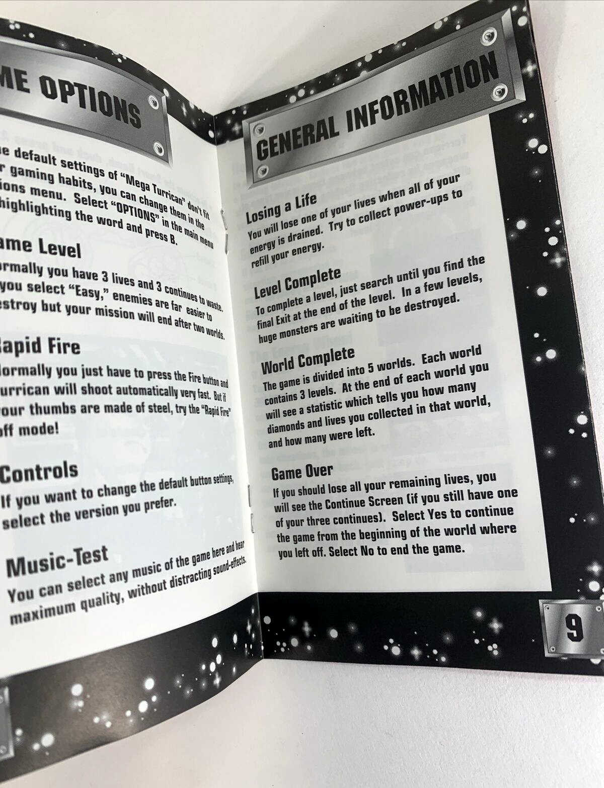 Mega Turrican (Sega Genesis, 1994) Game Case Manual Registration - Tested