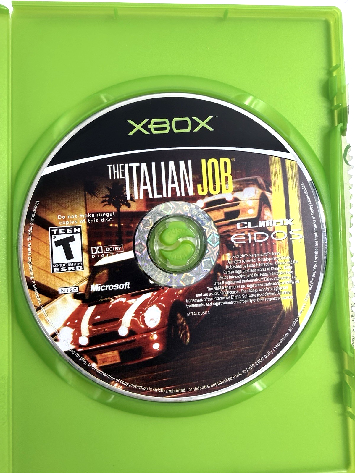 The Italian Job (Microsoft Xbox, 2003) Game and Case - Tested and Working