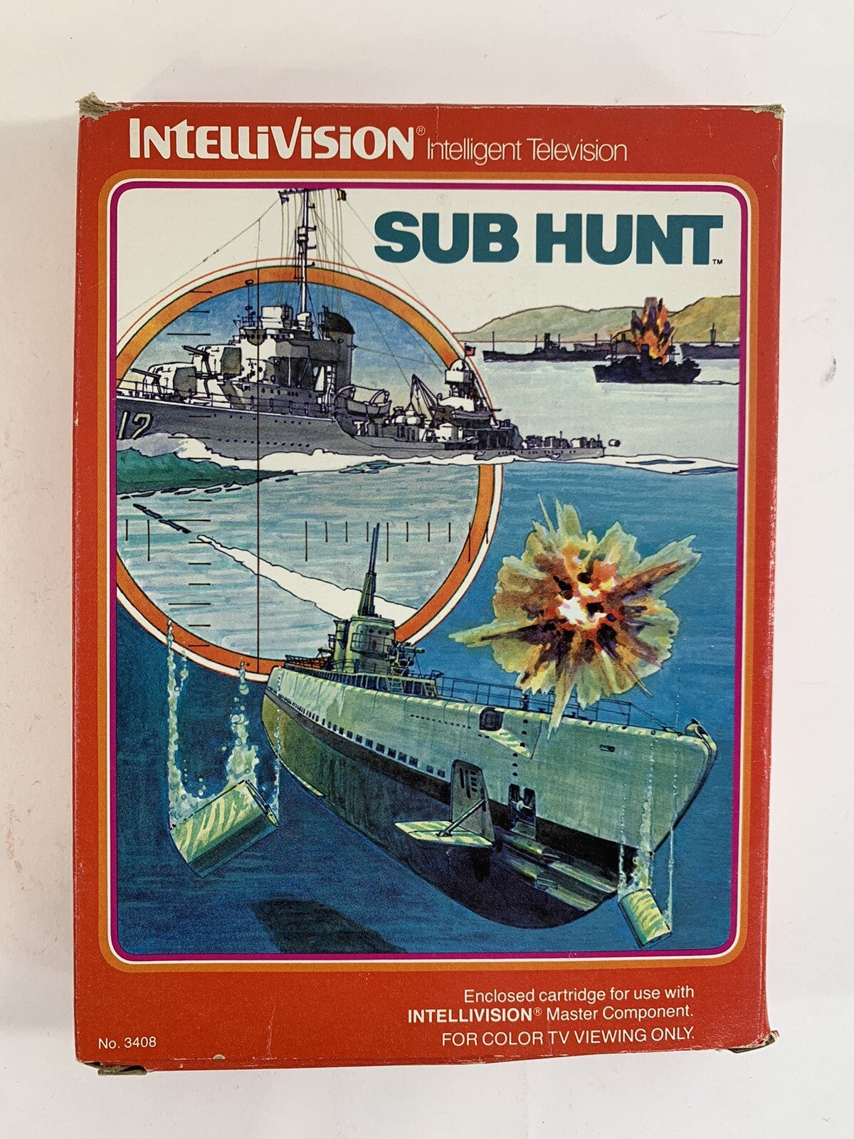 Sub Hunt (Intellivision, 1982) Game Box Manual Overlay - Tested and Working