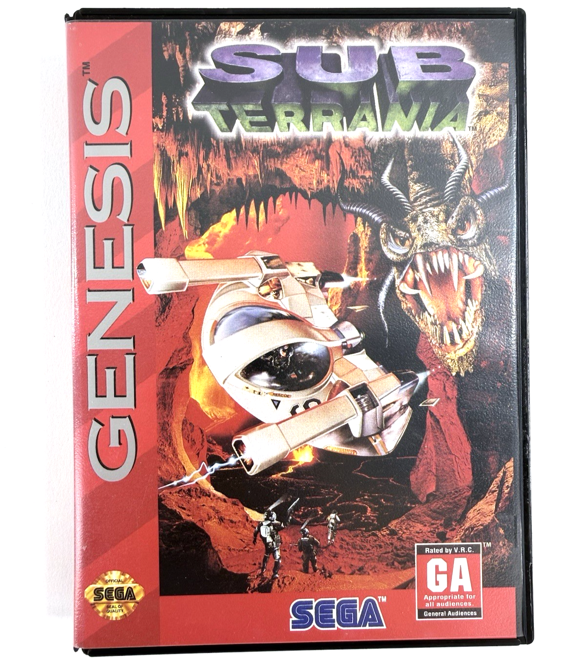 Sub Terrania (Sega Genesis, 1992) Original Case And Manual - No Game