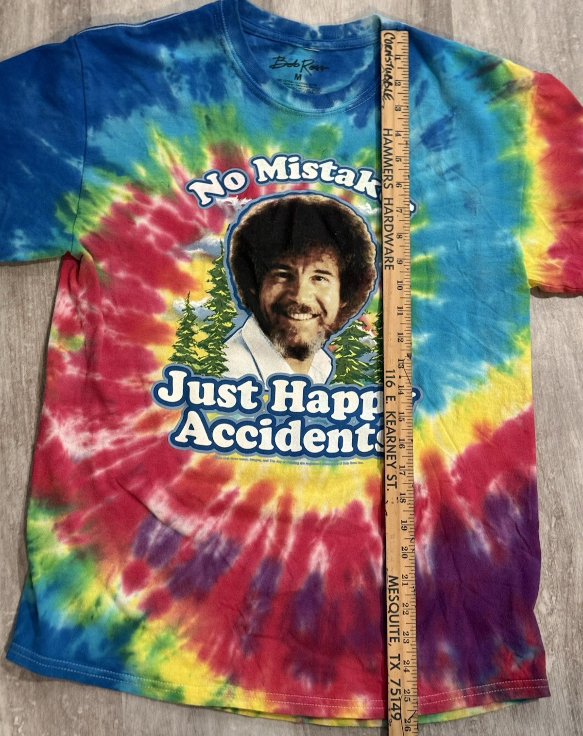 Bob Ross No Mistakes Just Happy Accidents Tie-Dye Adult Medium T-Shirt