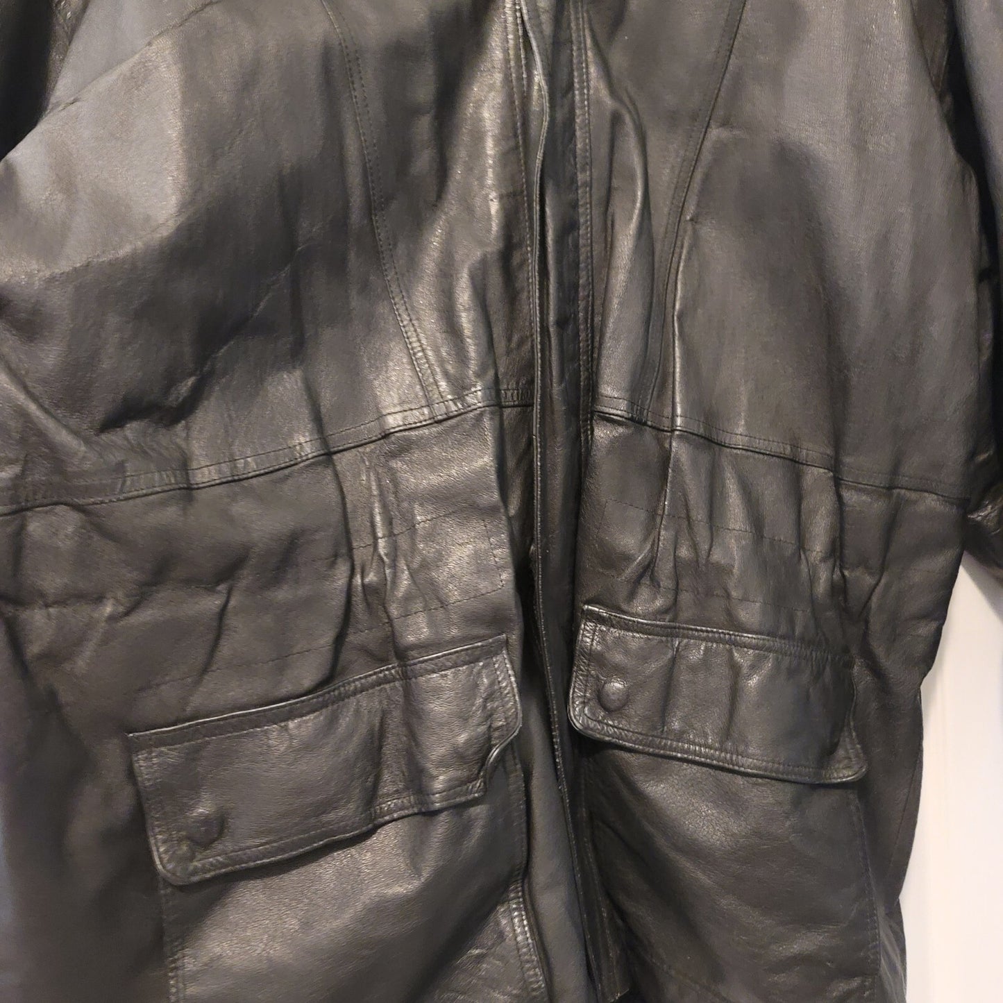 John Ashford Black Leather Men's Coat Size XL  RN18711