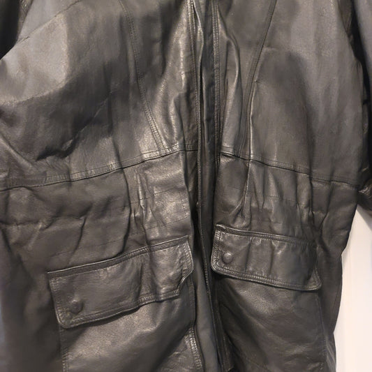 John Ashford Black Leather Men's Coat Size XL  RN18711