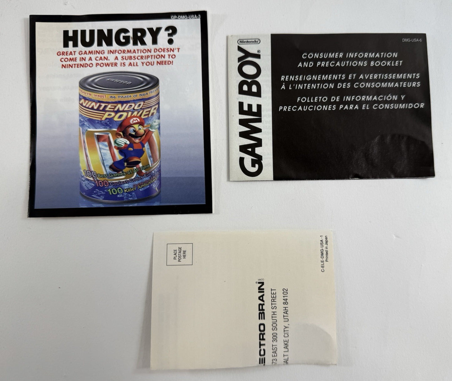Bionic Battler (Nintendo GameBoy, 1992) Game Box Manual Registration Inserts