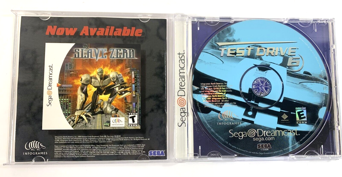 Test Drive 6 (Sega Dreamcast, 1999) Game Case Manual Registration - Tested