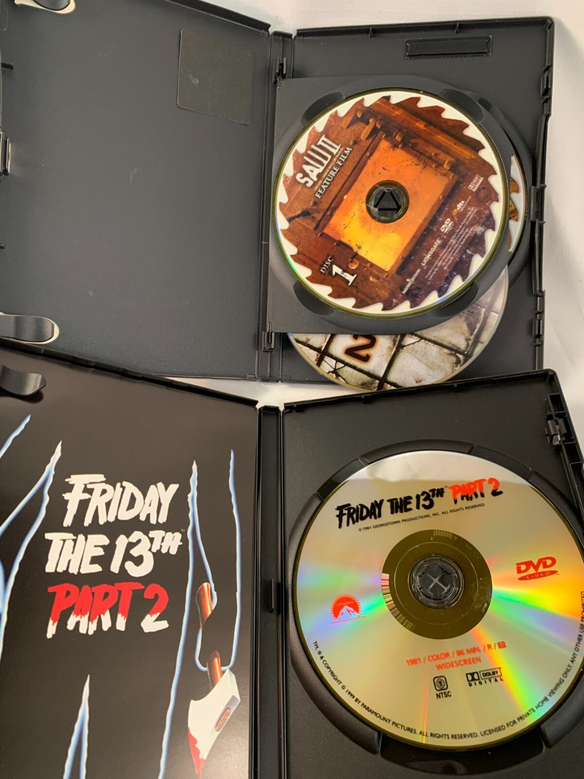 Saw II/Jaws/Creepshow/Friday the 13th Part 2, Wrong Turn 2 (DVD Horror lot)