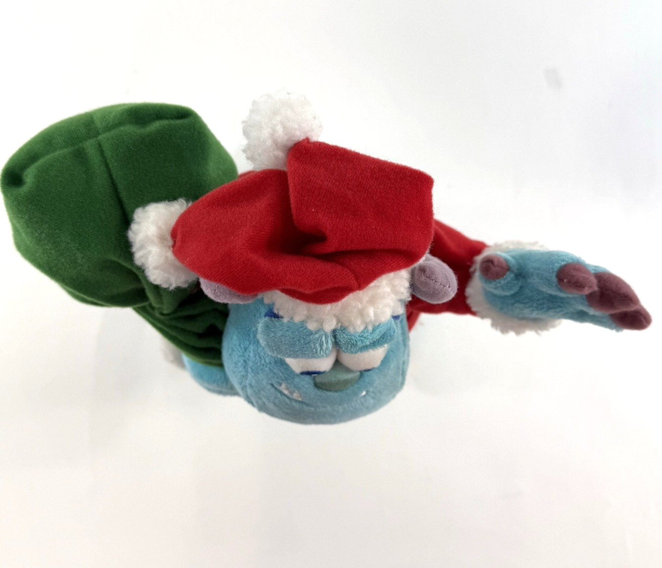 Disney 2012 Monsters Inc Blue 11” Sully Santa Musical Christmas Plush - Tested