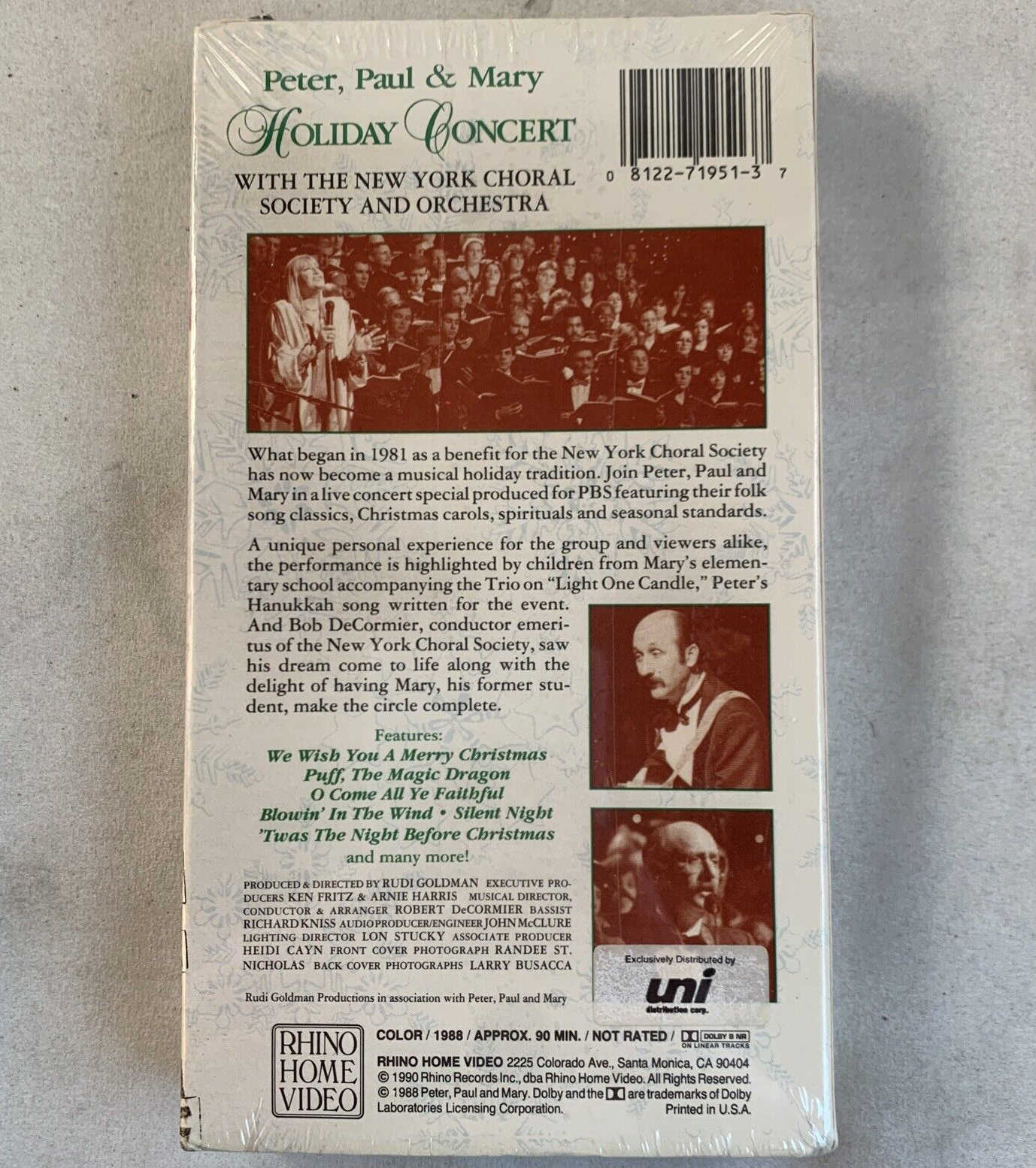 Peter, Paul and Mary: Holiday Concert (VHS, 1990) Sealed