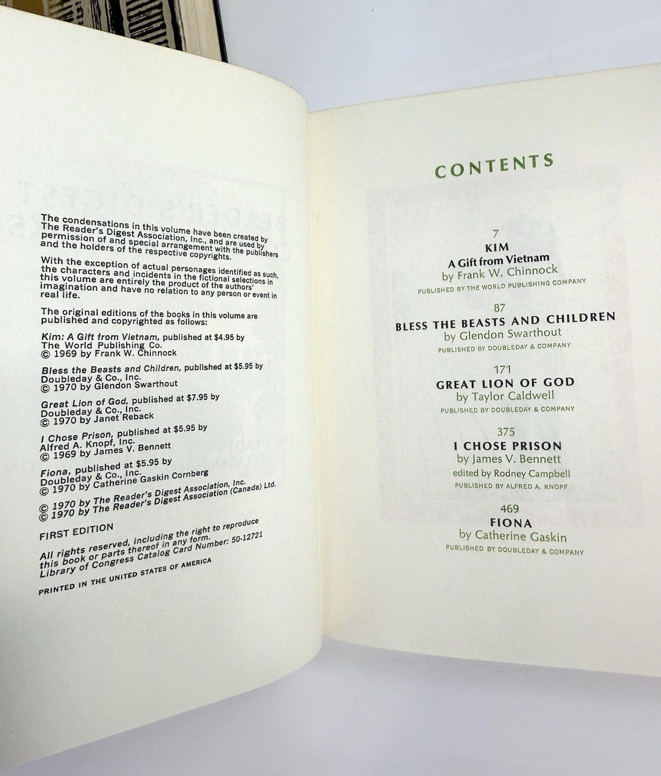 Readers Digest Condensed Books (First Edition Hardcover, 1970) Volume 1-4