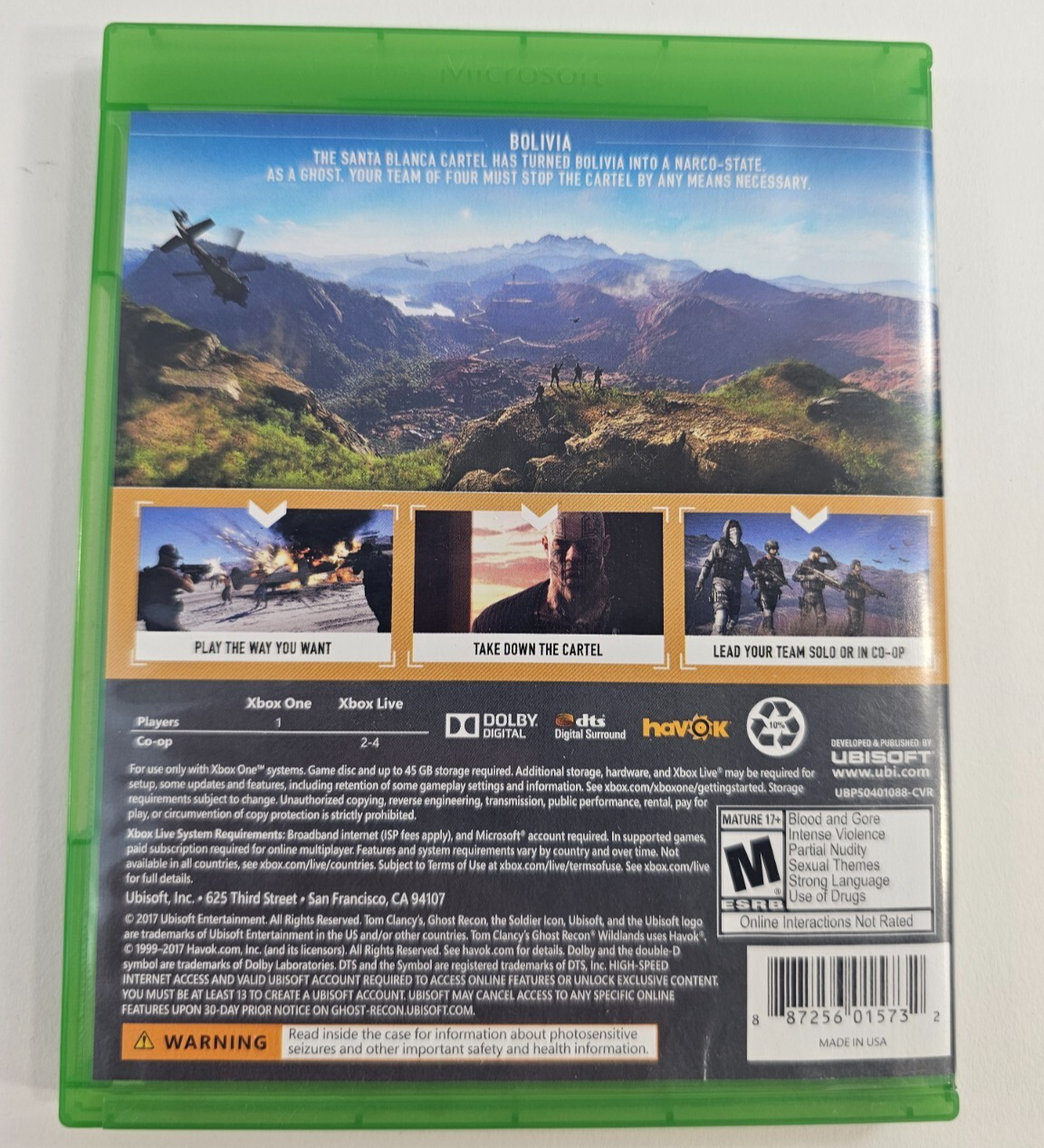 Tom Clancy's Ghost Recon: Wildlands (Microsoft Xbox One, 2017) Tested & Working