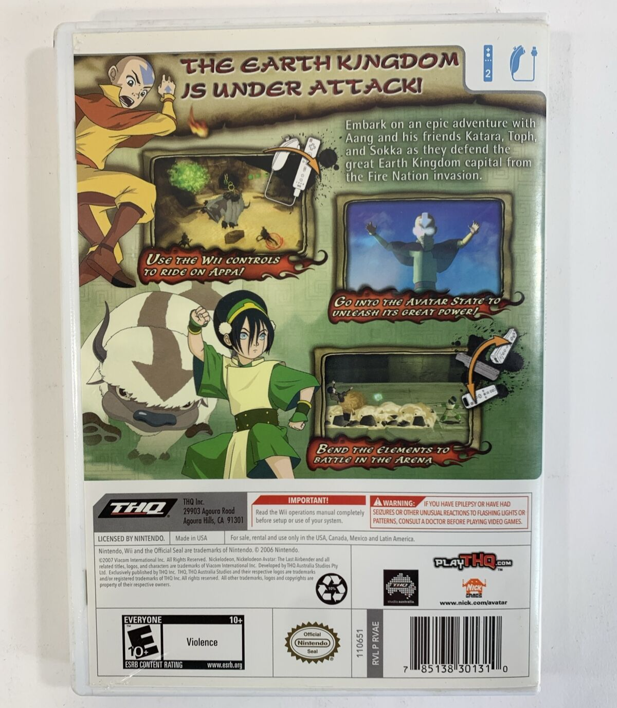 Avatar: The Last Airbender - The Burning Earth (Nintendo Wii, 2007) Complete