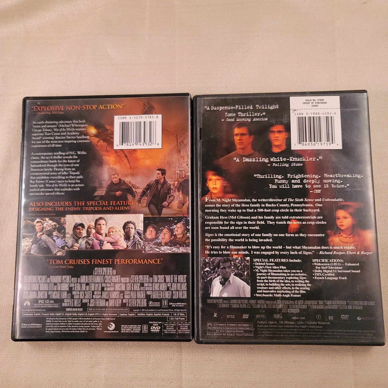 War of the Worlds (DVD Thriller bundle) Signs - Tested and Working