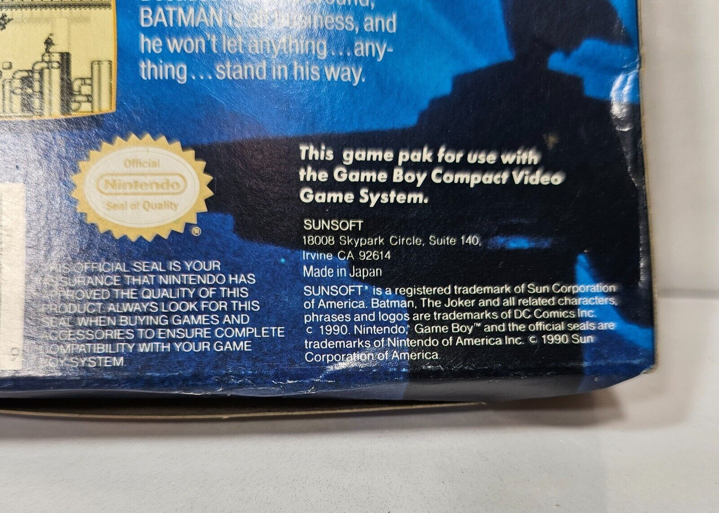 Batman: The Video Game (Nintendo Gameboy, 1990) [CIB] Manual Box Inserts
