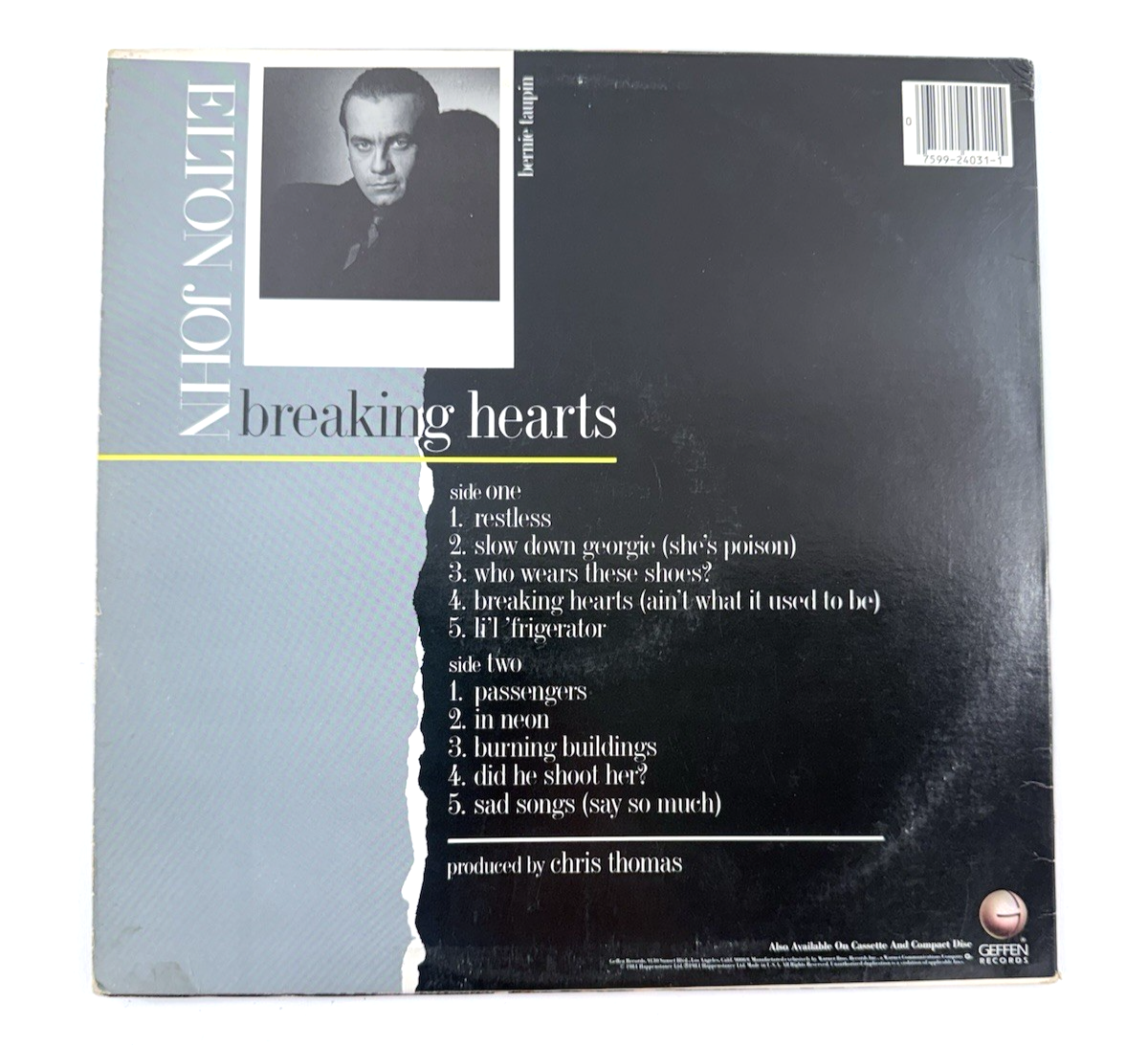 Elton John: Breaking Hearts GHS-24031 LP (Vinyl Record, 1984) Tested and Working