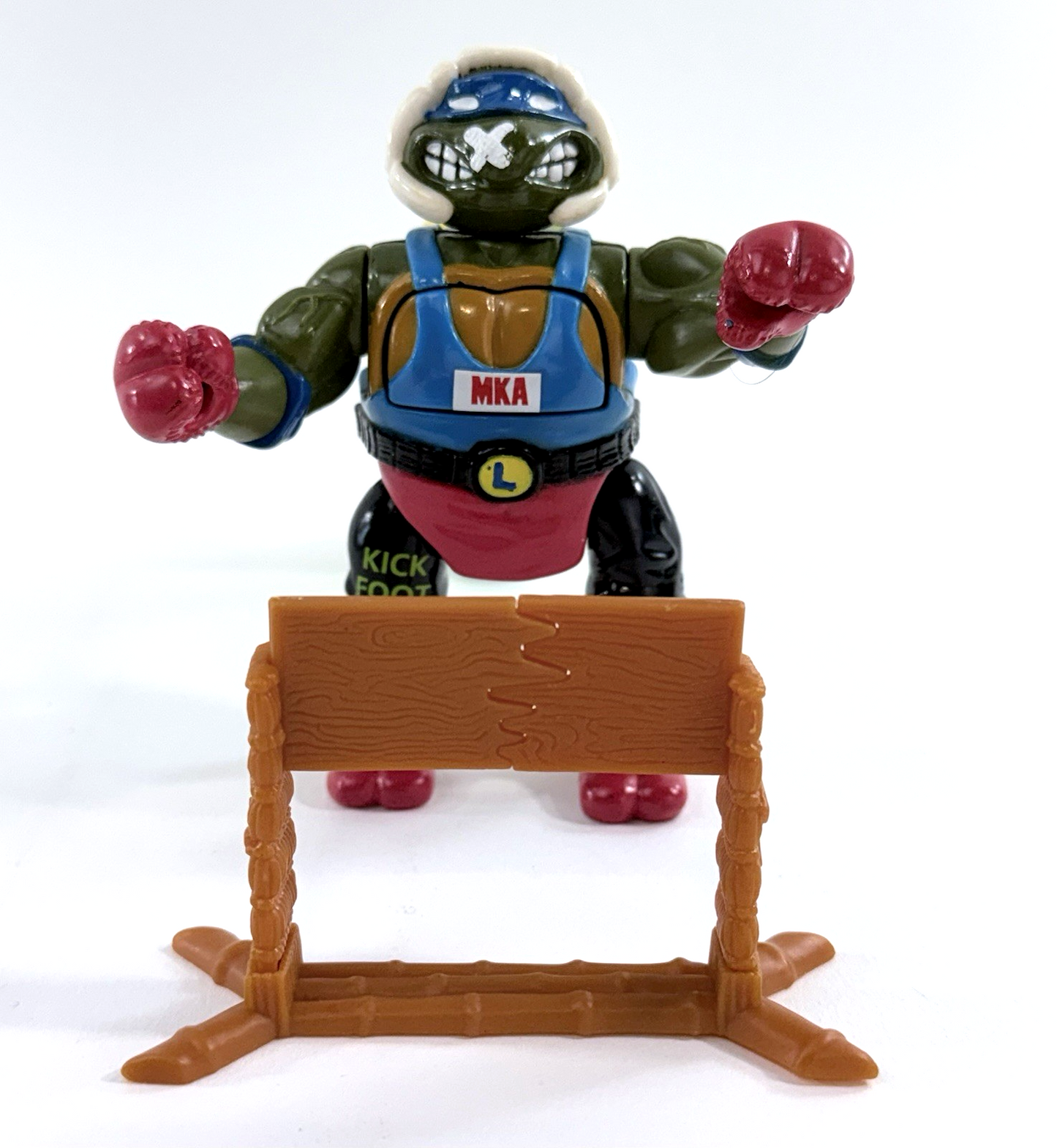 Playmates 1992 TMNT 6" Kowabunga Kickboxing Leo & Complete Accessories - Tested