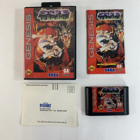 Sub Terrania (Sega Genesis, 1994) Game Case Manual Registration
