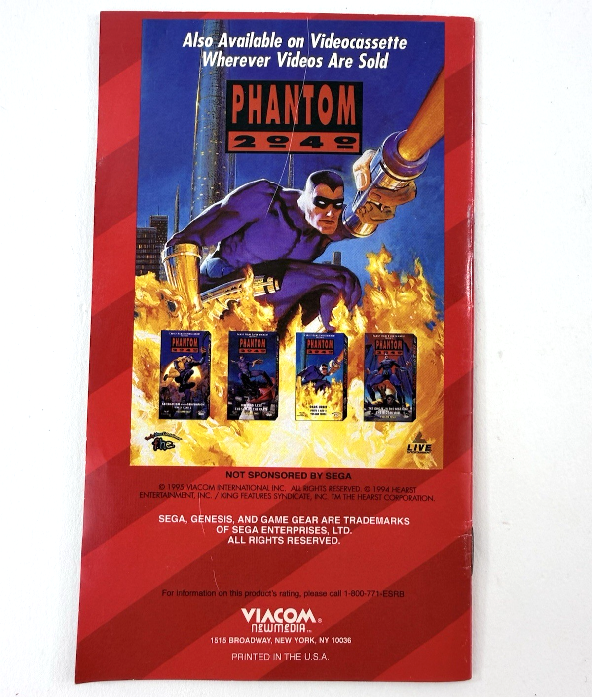Phantom 2040 (Sega Genesis, 1995) Game, Box, Manual - Tested and Working