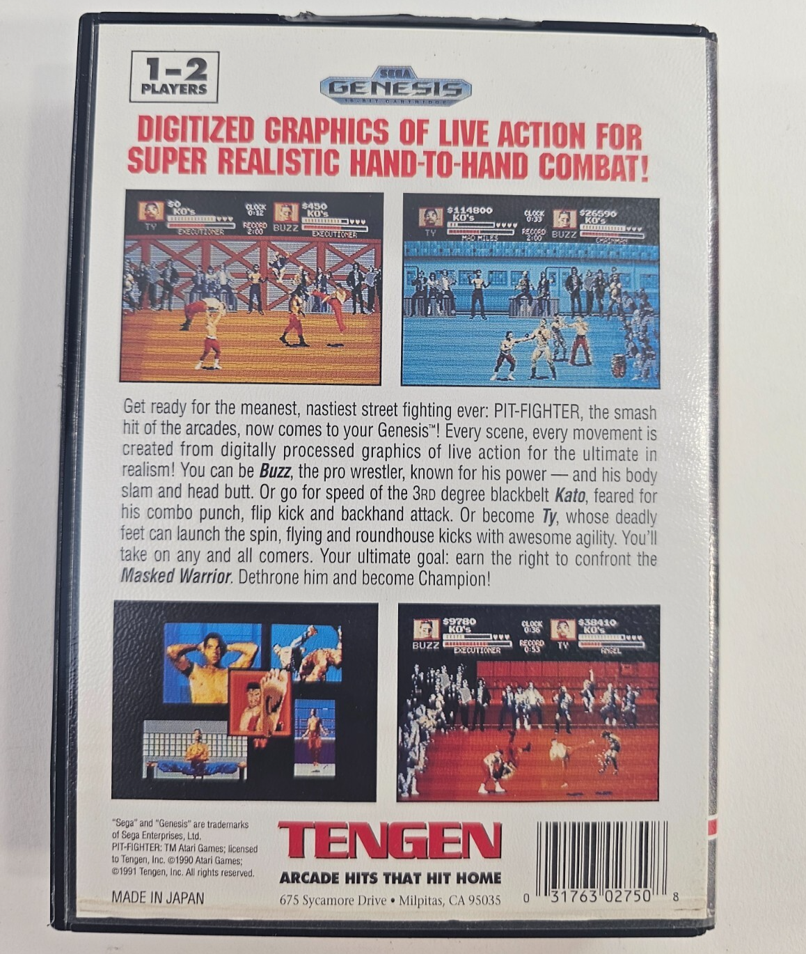 Pit-Fighter (Sega Genesis, 1991) Game Case Manual - Tested and Working