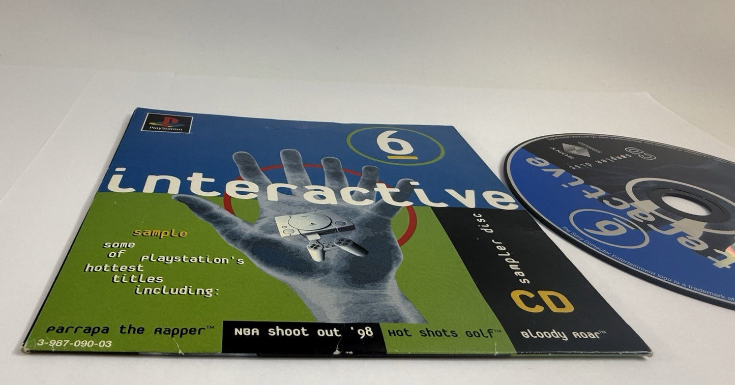 Interactive CD Sampler Disc 6 (PlayStation 1, 1998) Disc and Sleeve - Tested