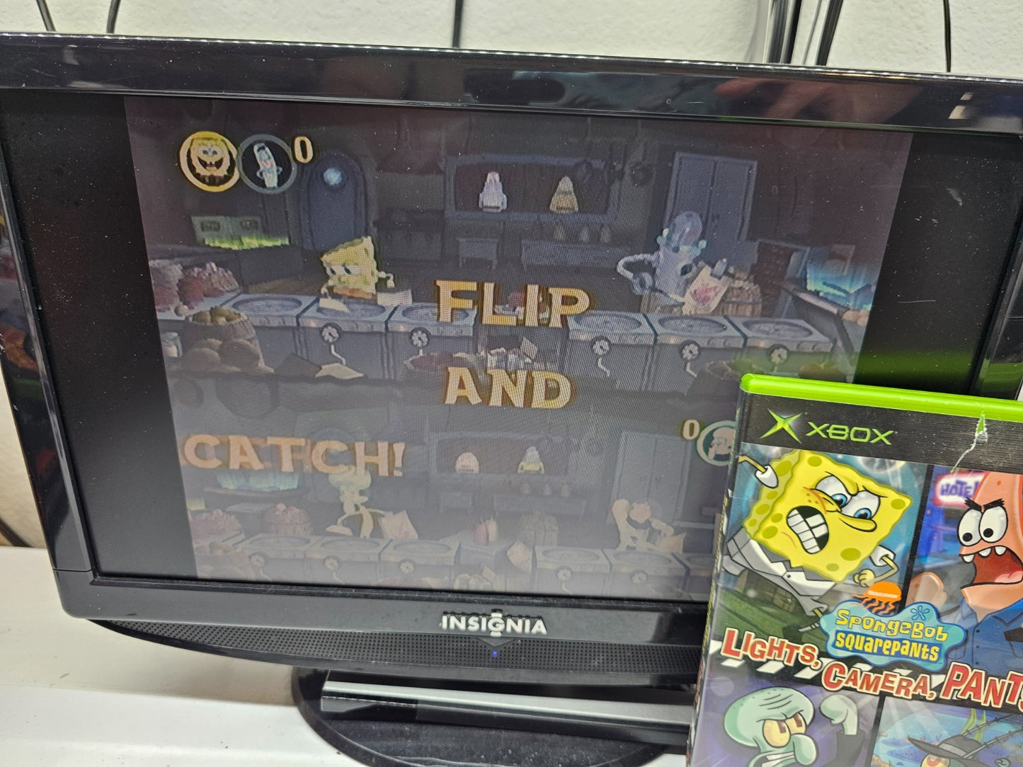 SpongeBob SquarePants: Lights, Camera, Pants (Microsoft Xbox, 2005) Game & Case