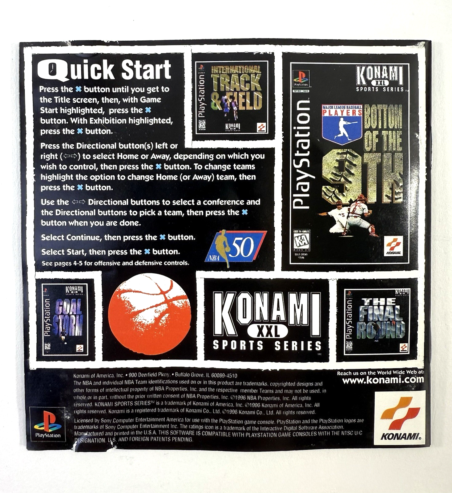 NBA: In the Zone 2 (Sony PlayStation 1, 1996) Game Case Manual Registration Card