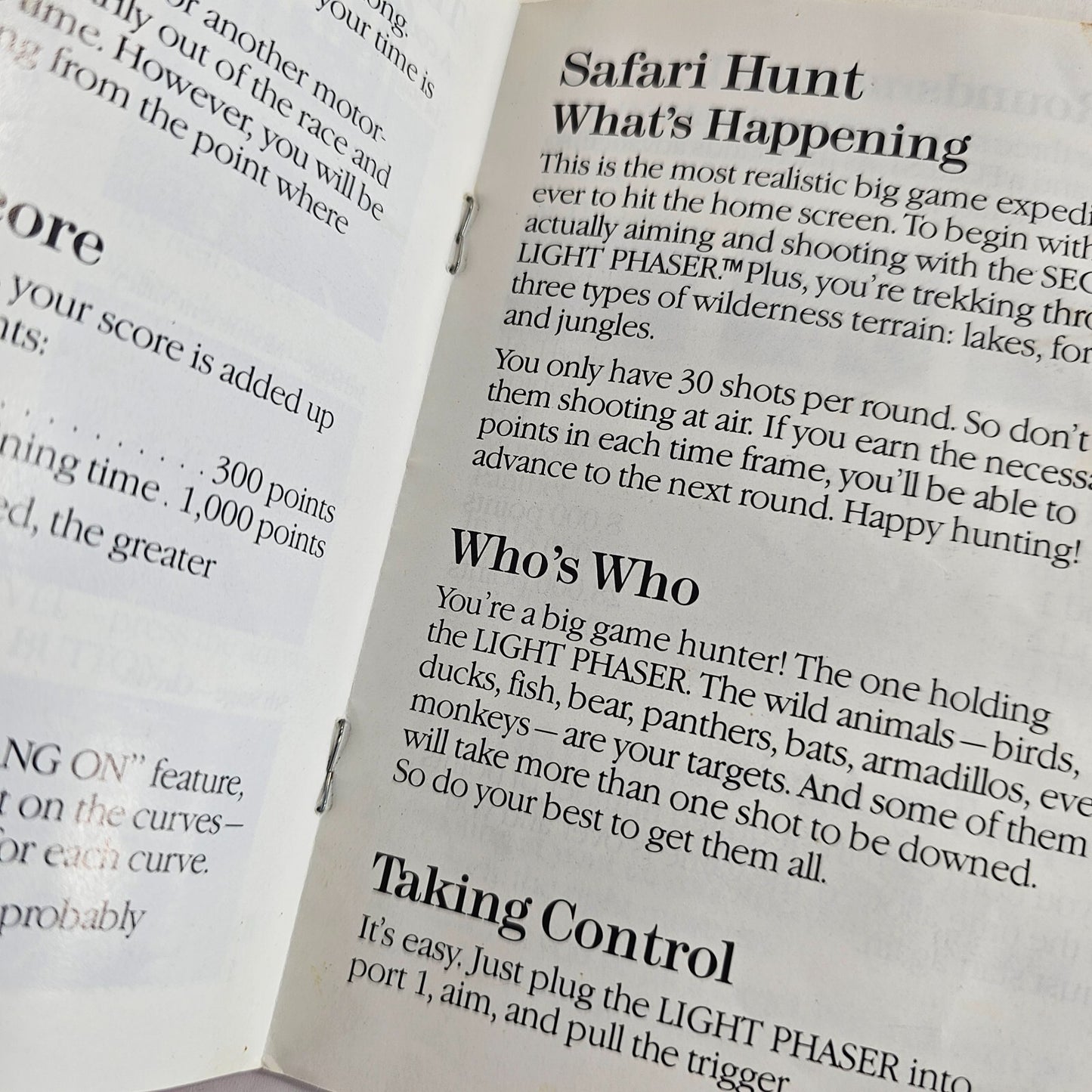 Hang On & Safari Hunt (Sega Master System, 1986) Game Case Manual - Tested