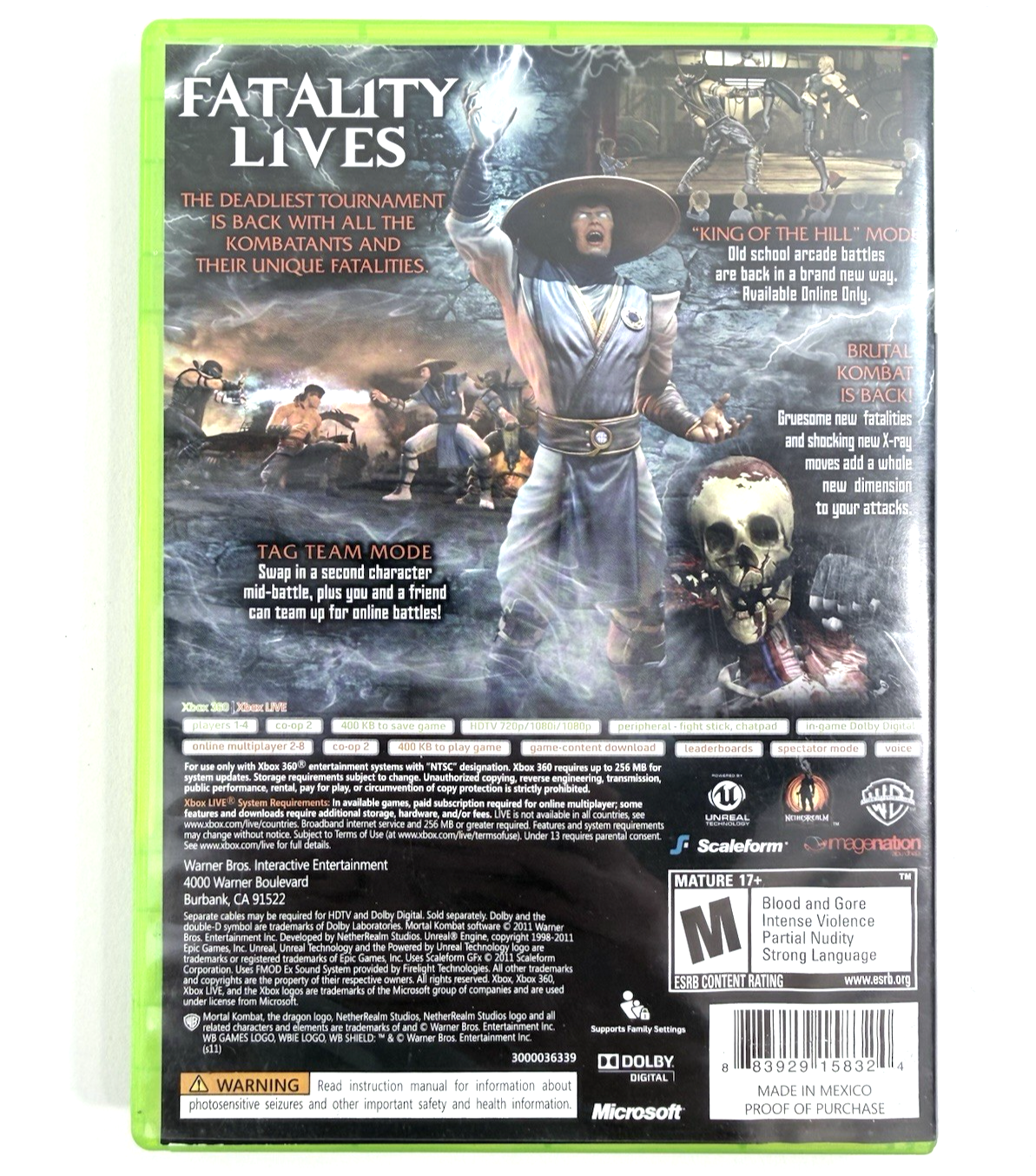 Mortal Kombat (Microsoft Xbox 360, 2010) Game Case Manual Inserts Code - Tested