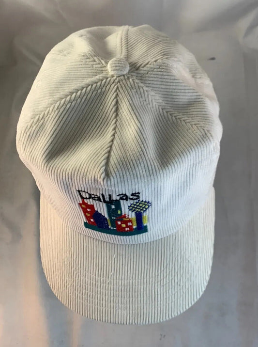 Rare Dallas White corduroy Cap/Hat Vintage Snapback By R.O.C