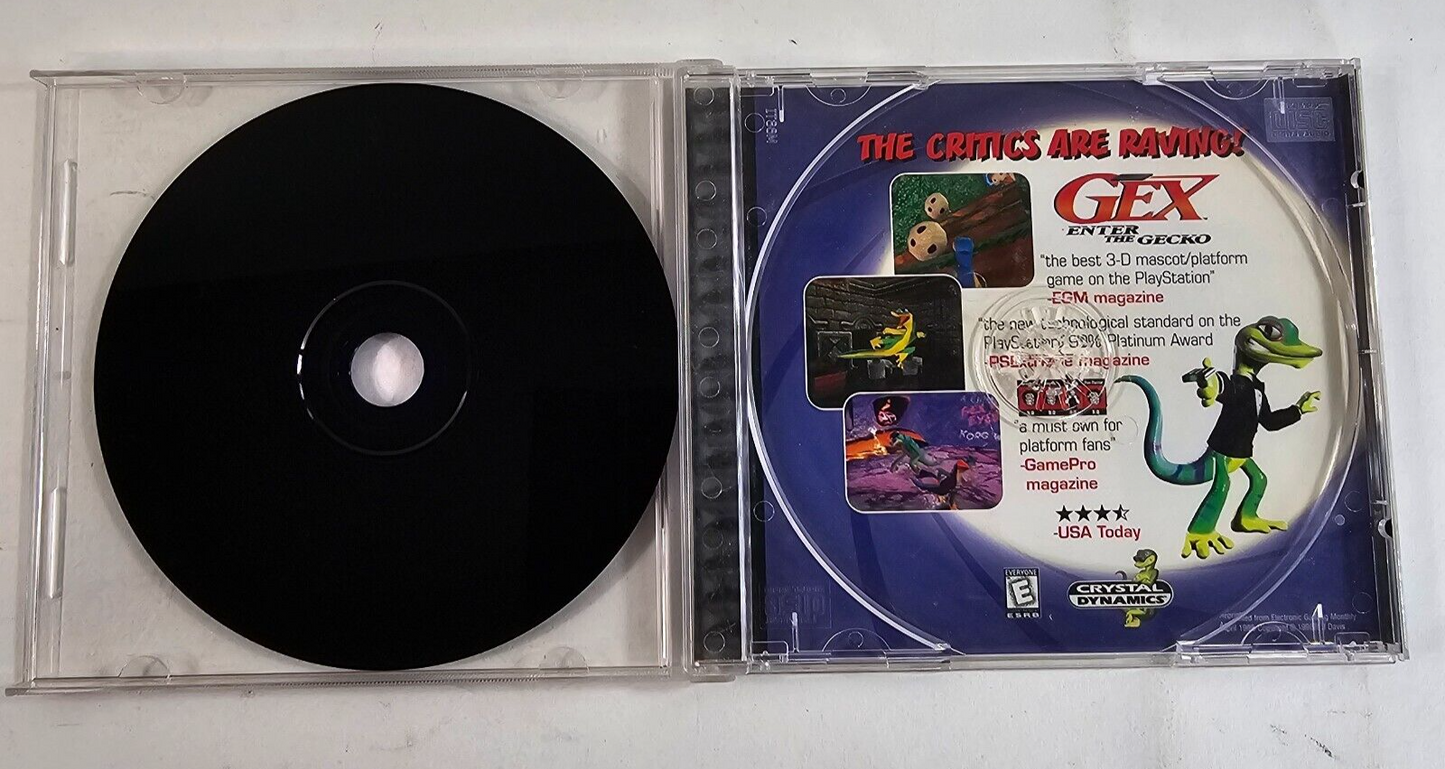 Gex (Sony PlayStation 1, 1996) Game, Case, and Back Cover Art - No Manual
