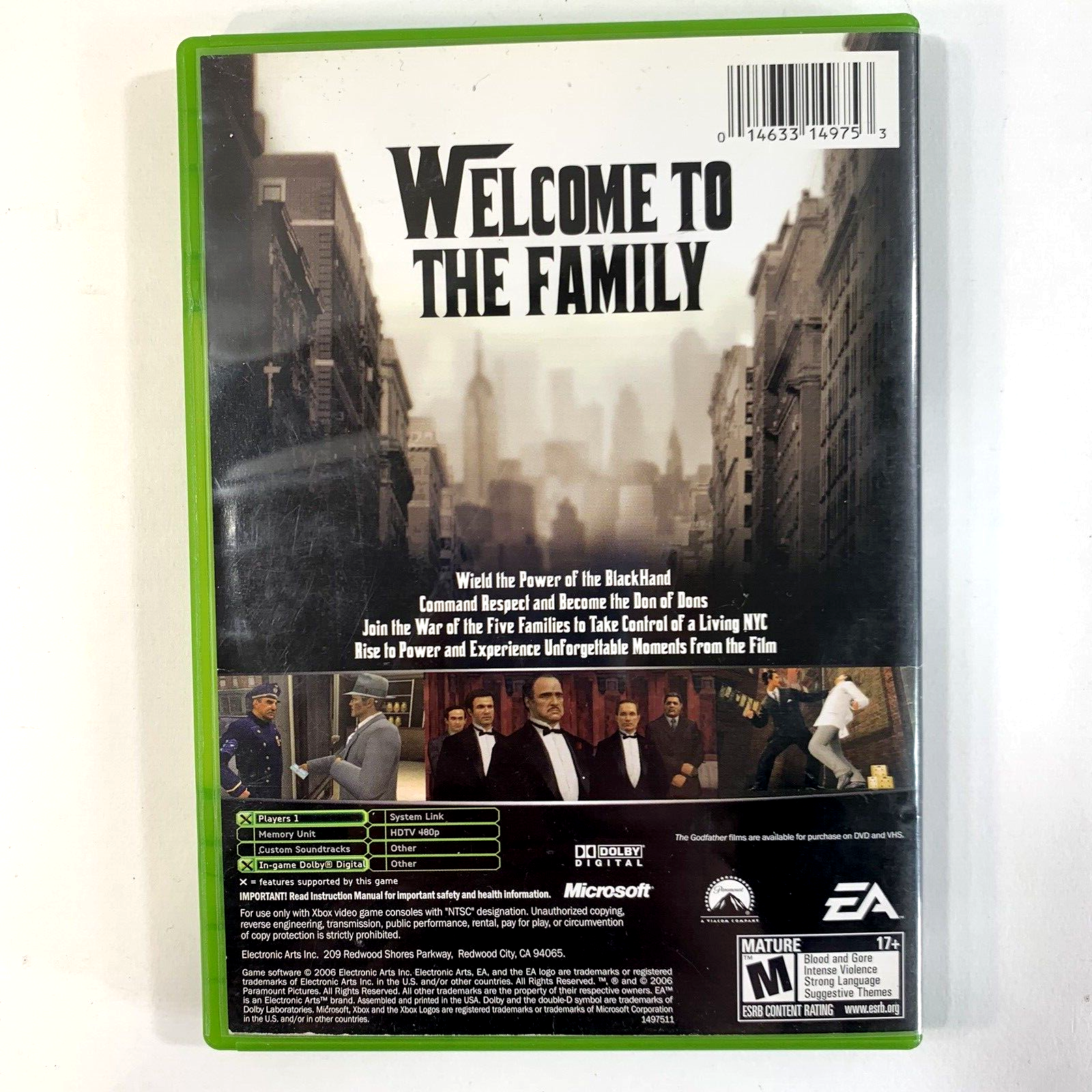 Godfather: The Game (Microsoft Xbox, 2006) Game Case Manual - Tested