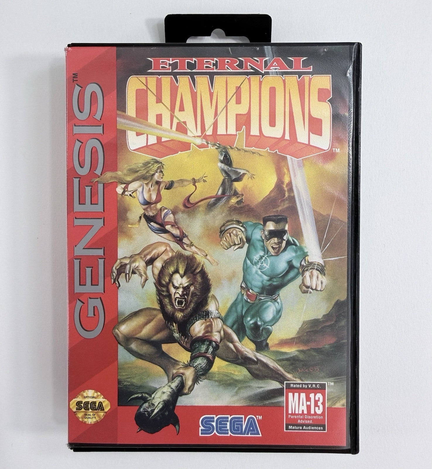Eternal Champions (Sega Genesis, 1993) Game, Case, Manual, Insert - Tested